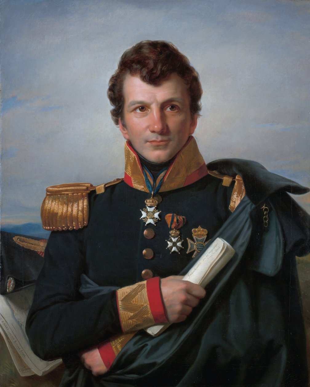 Porträtt av Johannes van den Bosch. av Cornelis Kruseman