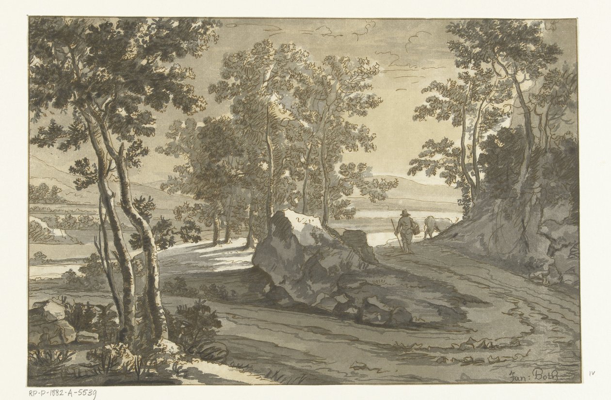Skogbevuxen landskap med förare av Cornelis Brouwer
