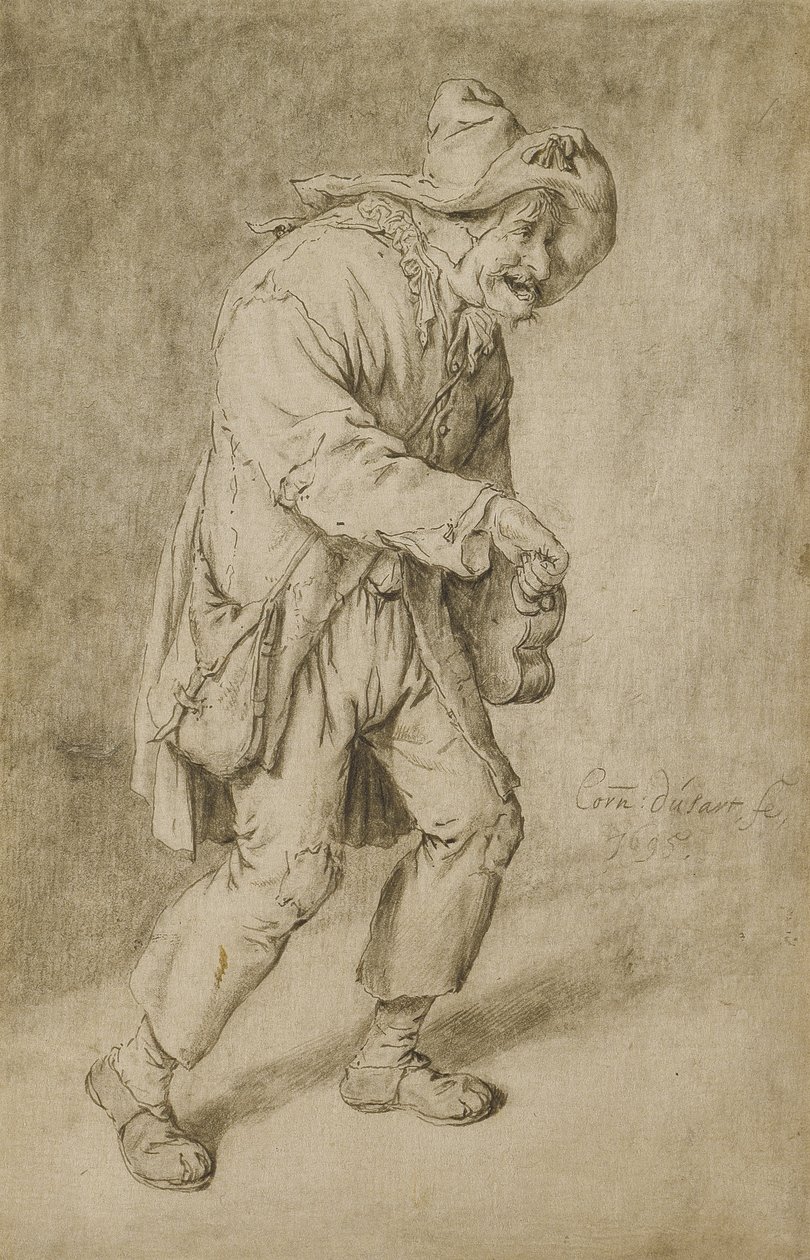 Hurdy-Gurdy Player, 1695 av Cornelis Dusart