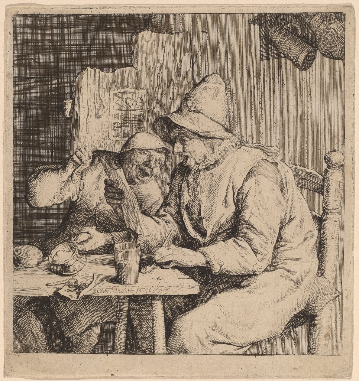 Två bönder som sjunger av Cornelis Dusart