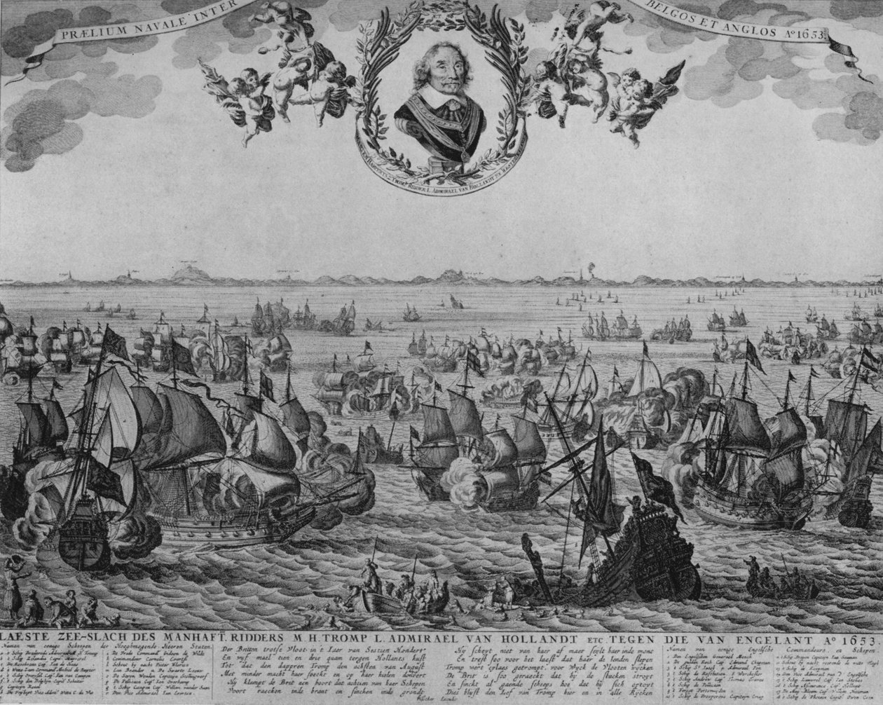 Slaget vid Scheveningen, c1653 av Cornelis Visscher