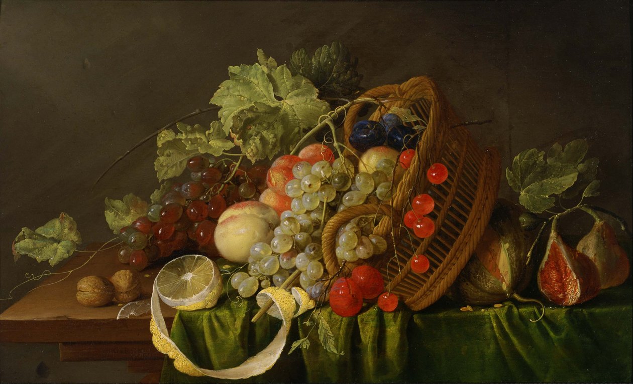 Stilleben med fruktkorg. av Cornelis de Heem