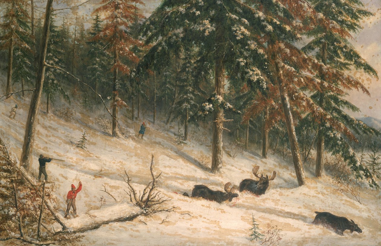 Jakt på älg (olja) av Cornelius Krieghoff