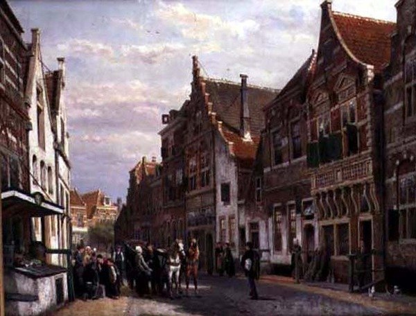 Oudewater (olja på duk) av Cornelius Springer