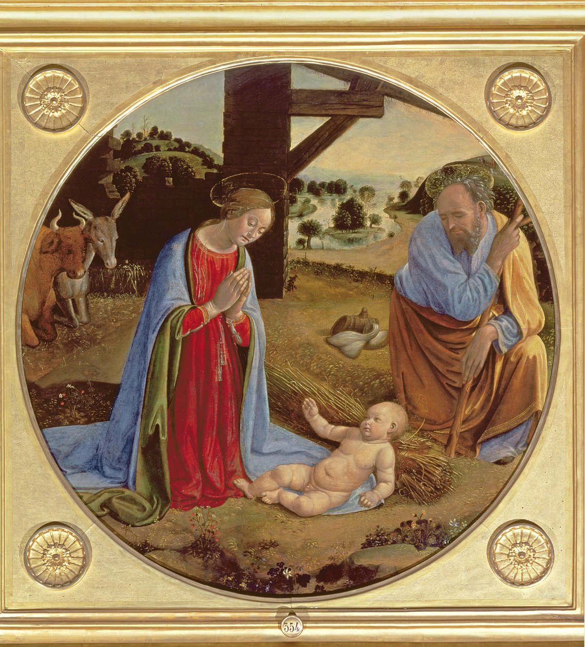 The Nativity (tempera på panelen) av Cosimo Rosselli