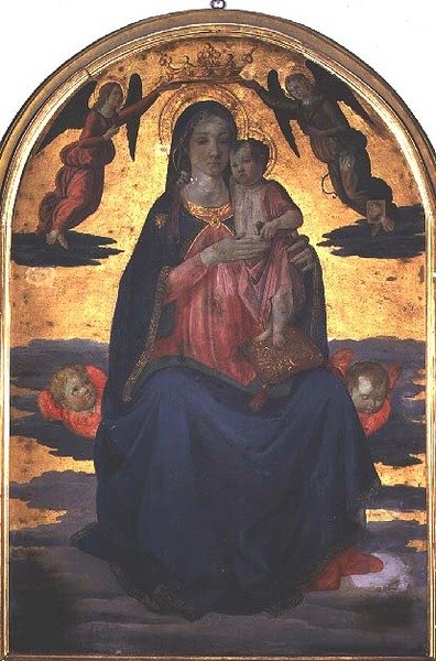 Madonna och barn (tempera på panel) av Cosimo Rosselli