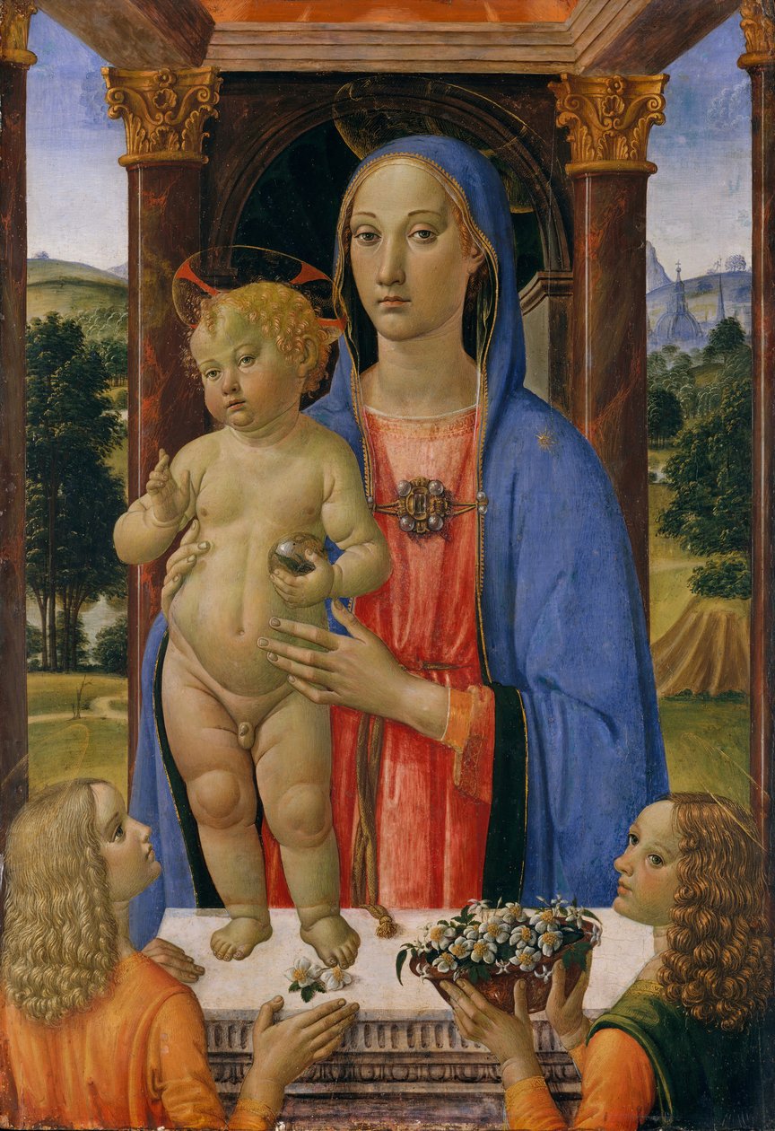 Madonna och barn med änglar. av Cosimo Rosselli