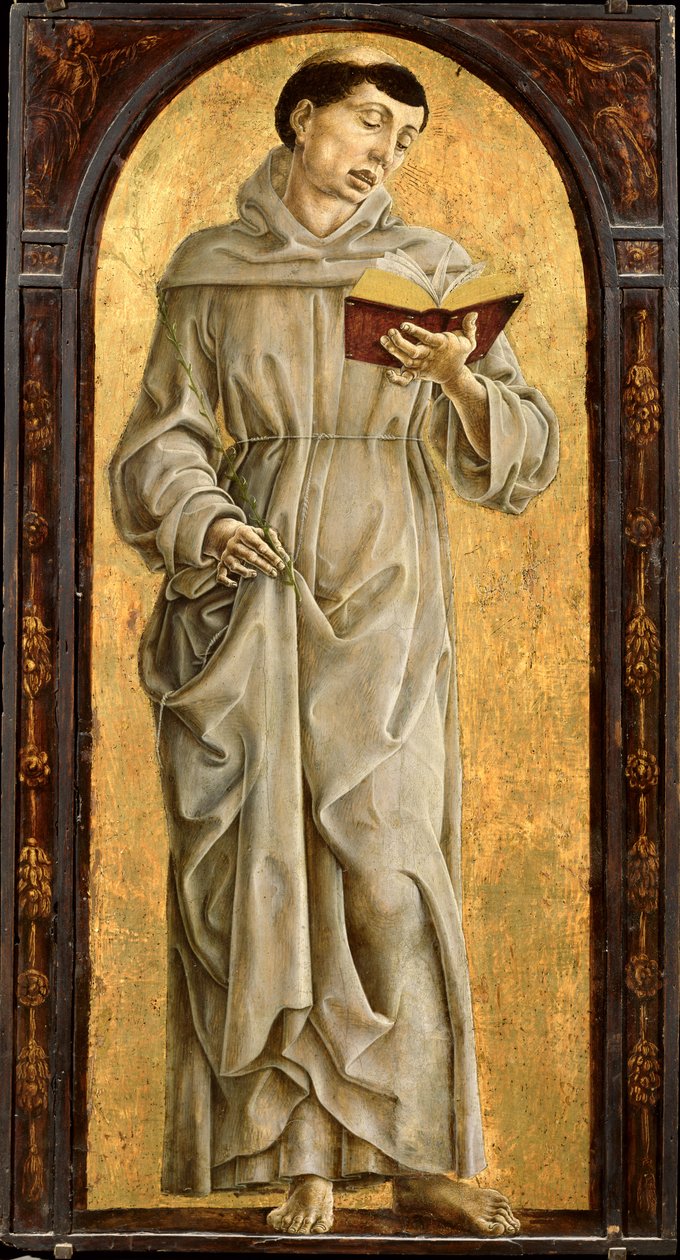 Sankt Antonius av Padua (1195-1231) Läsning av Cosimo Tura