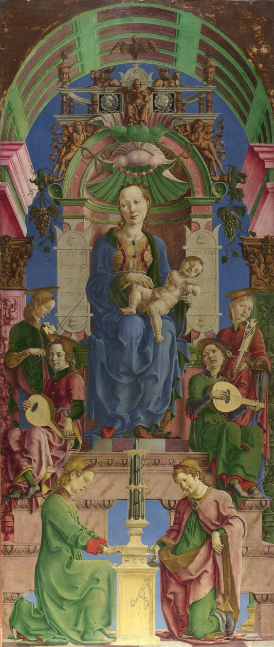 Jungfrun och barnet tronade, 1470-talet. av Cosimo Tura
