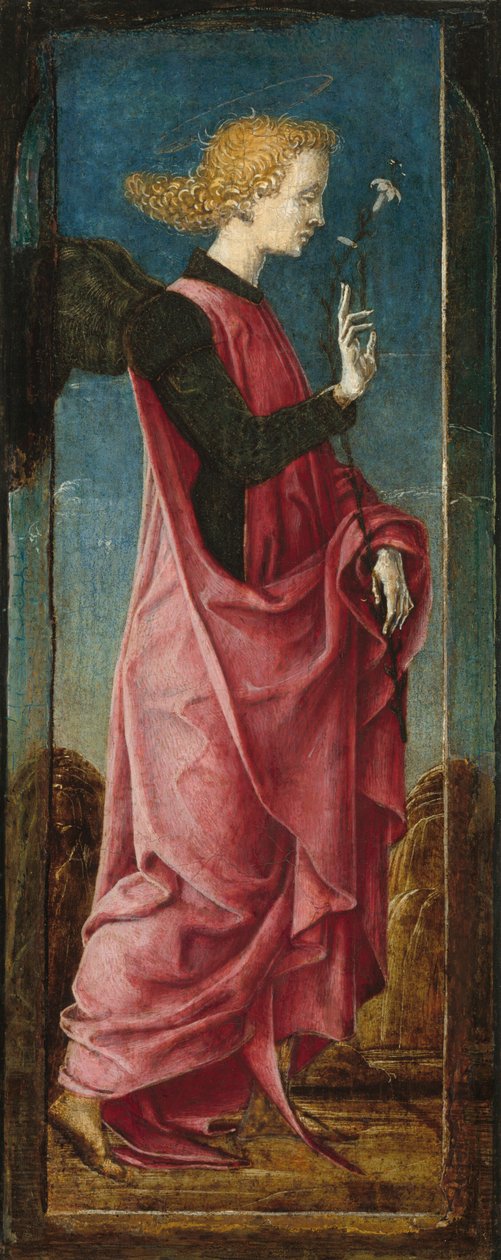 Ärkeängeln Gabriel [mitten vänstra panelen] av Cosmè Tura