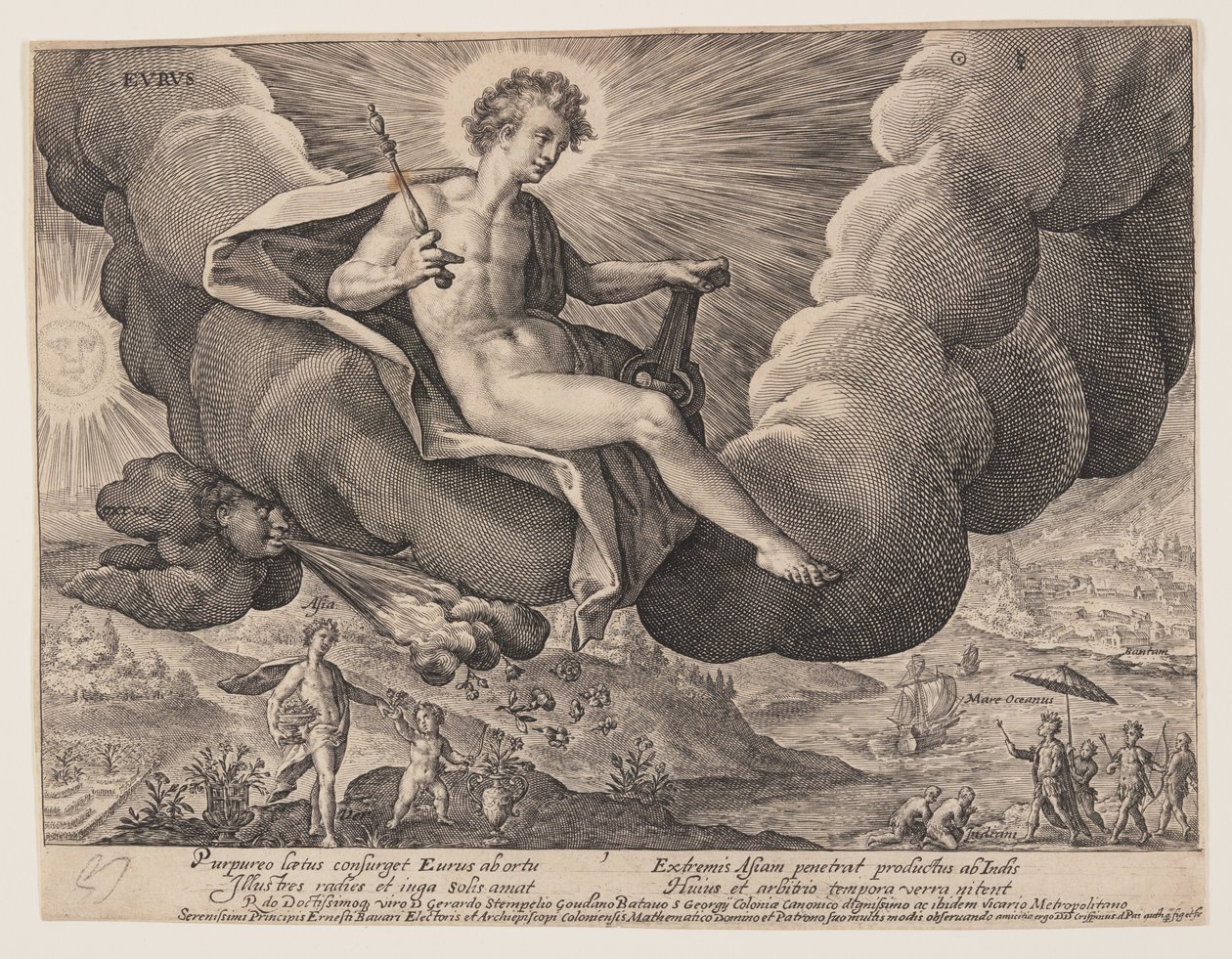 Eurus, från The Winds av Crispijn van de Passe I