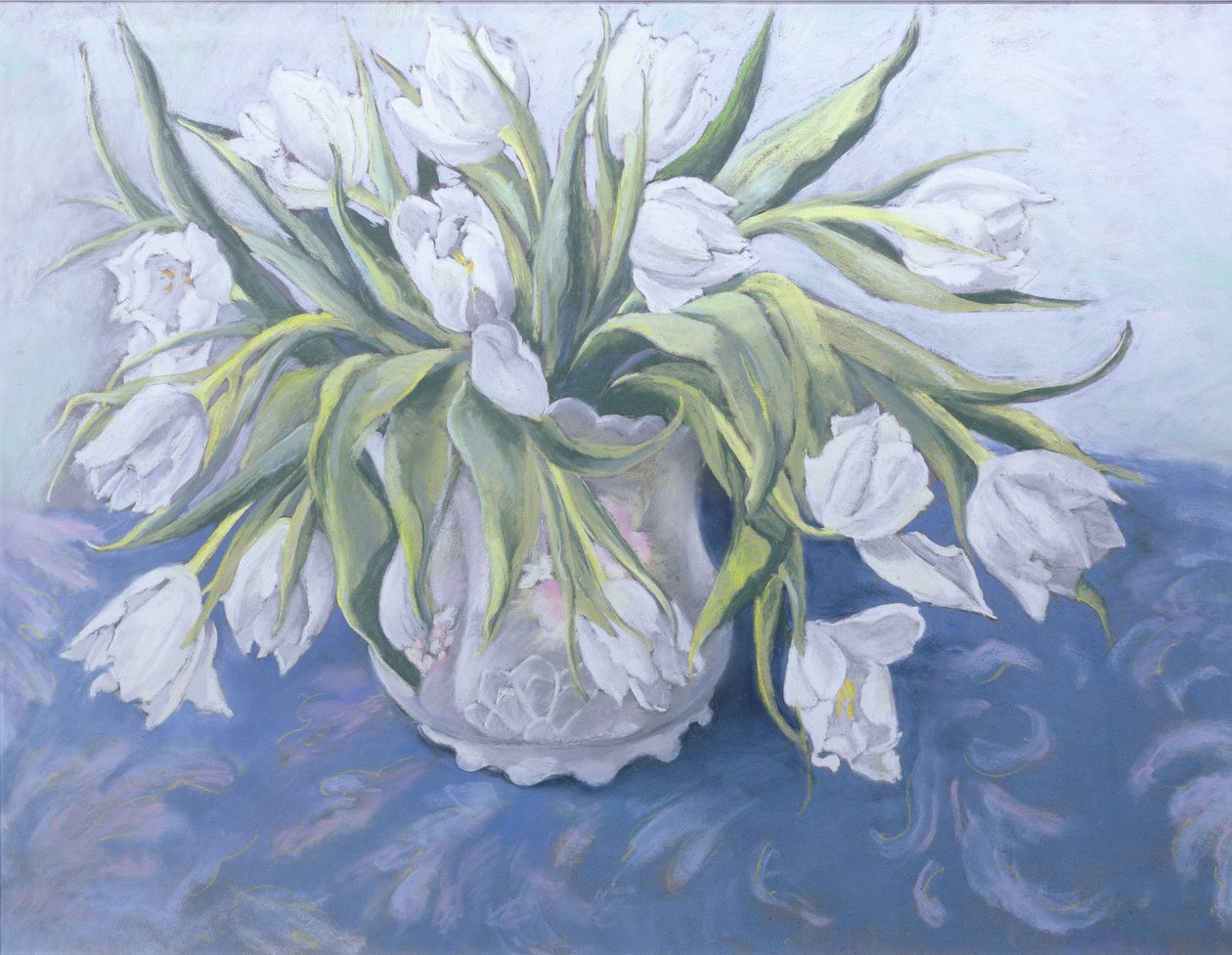 Vita tulpaner (pastell på papper) av Cristiana Angelini