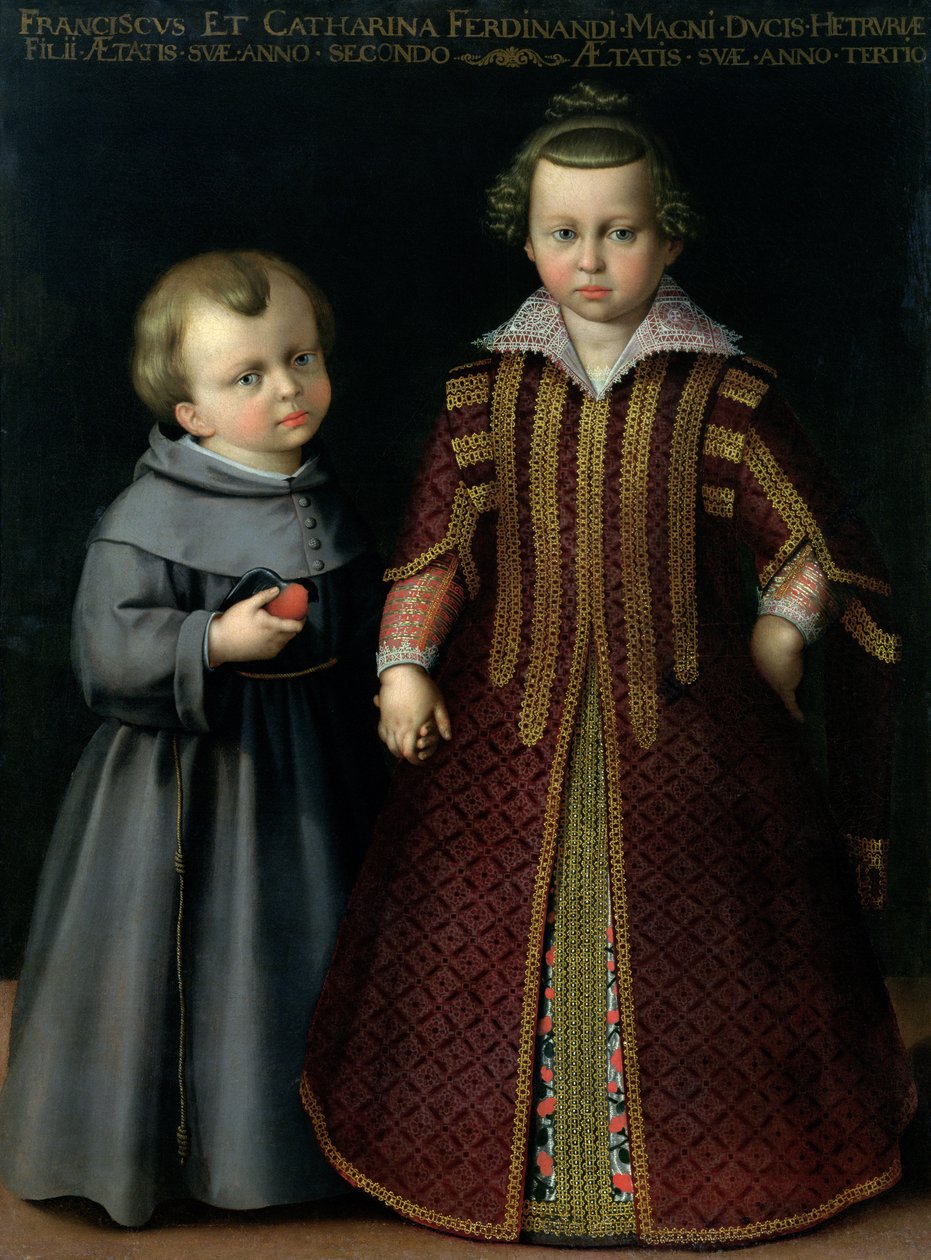 Francesco och Caterina de Medici (tempera på duk) av Cristofano Allori