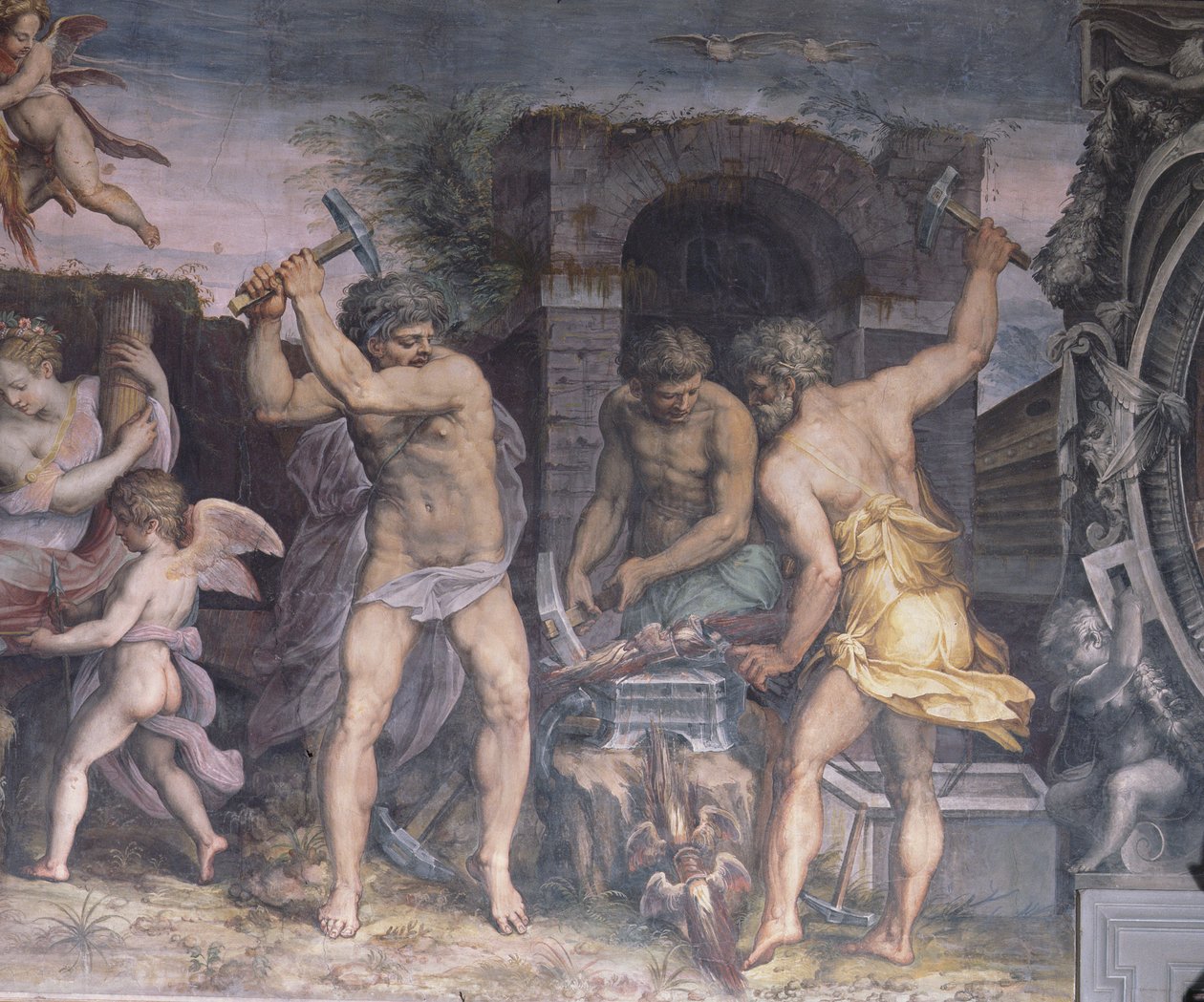 The Forge of Vulcan, 1555 av Cristofano Gherardi