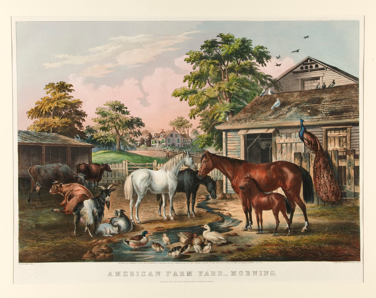 American Farm Yard - Morgon av Currier and Ives