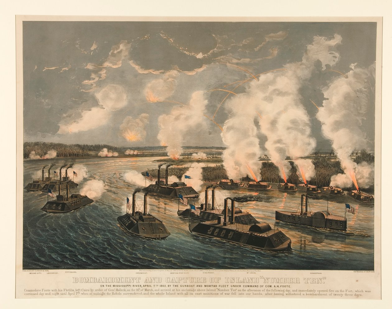 Bombardering och fångst av ön av Currier and Ives
