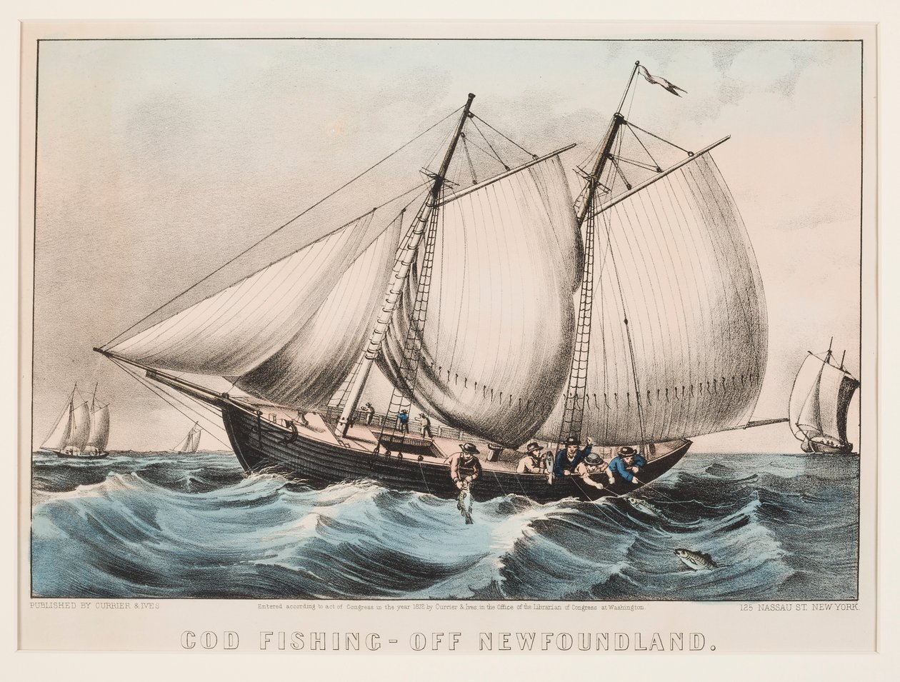 Torskfiske - utanför Newfoundland av Currier and Ives