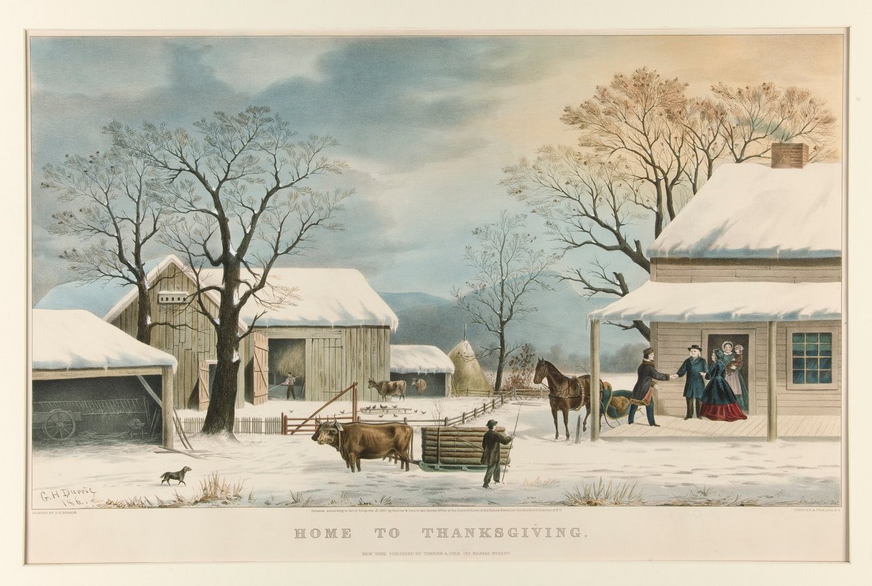 Hem till Thanksgiving av Currier and Ives