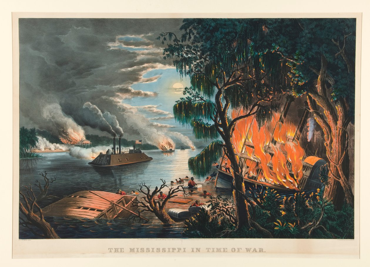 Mississippi i krigstid av Currier and Ives