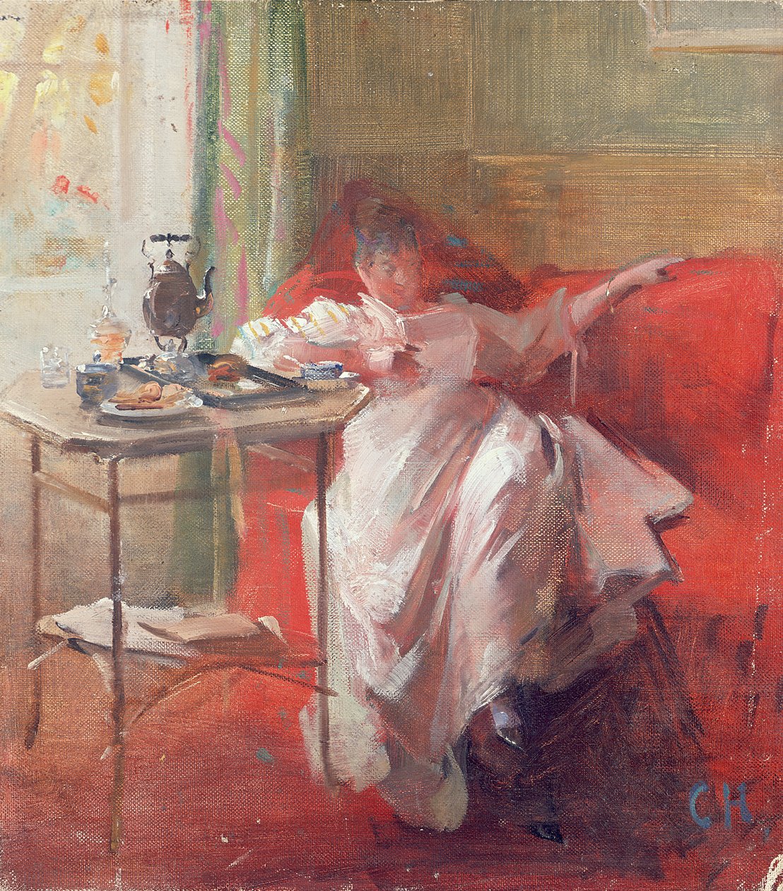 Siesta (olja på kort) av Curt Herrmann