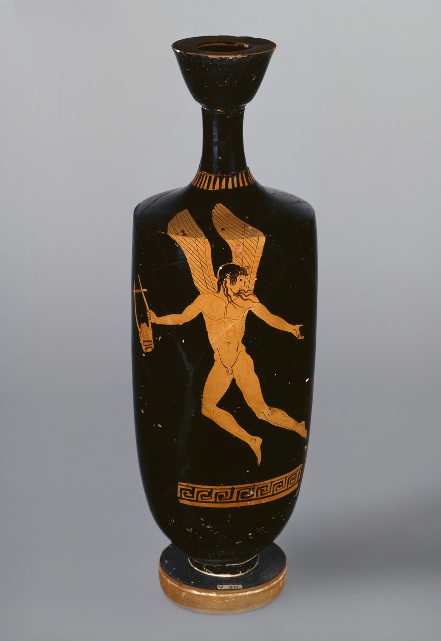 Attic rödfigur lekythos som visar Eros, c.480 f.Kr. (keramik) av Cypriot
