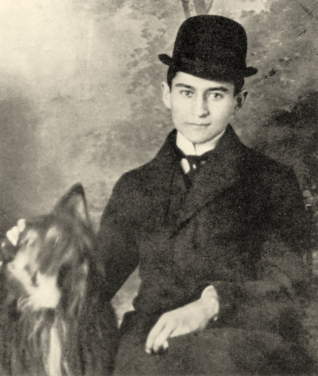 Franz Kafka med sin hund, 1910 av Czech School