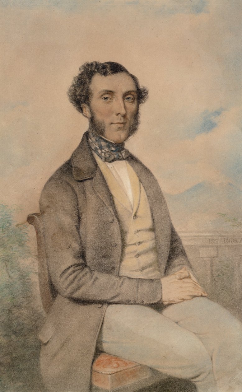 Porträtt av en sittande gentleman, 1851 (pastellfärgad på papper) av DAuria