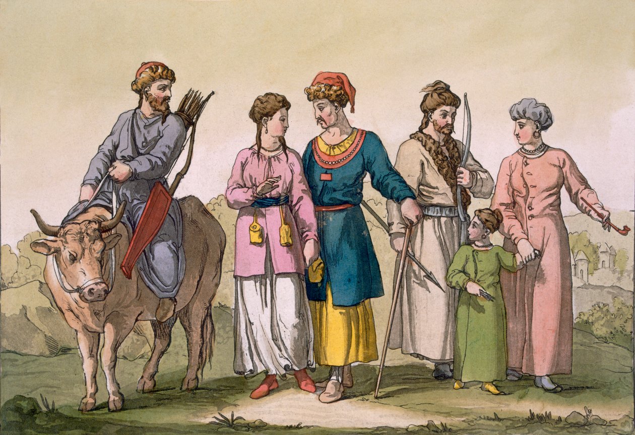 Taguritatarer från Krim, från Giulio Ferraros "Costume dei...", ca 1820-30-talen. av D.K. Bonatti