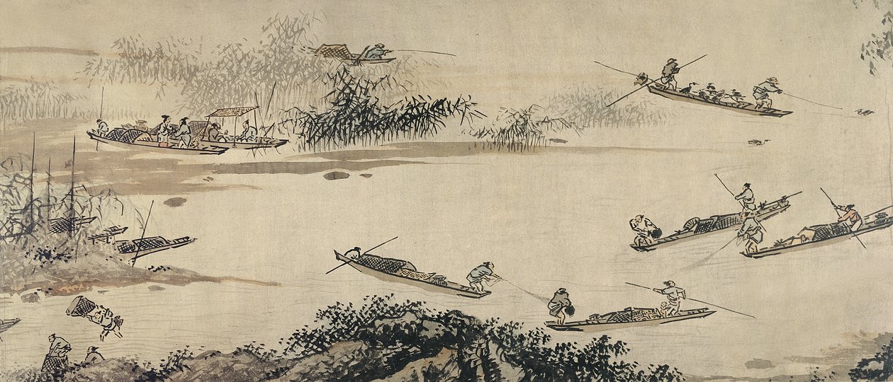 Fiskare på en höstflod, Mingdynastin (bläck och färg på papper) av Dai Jin