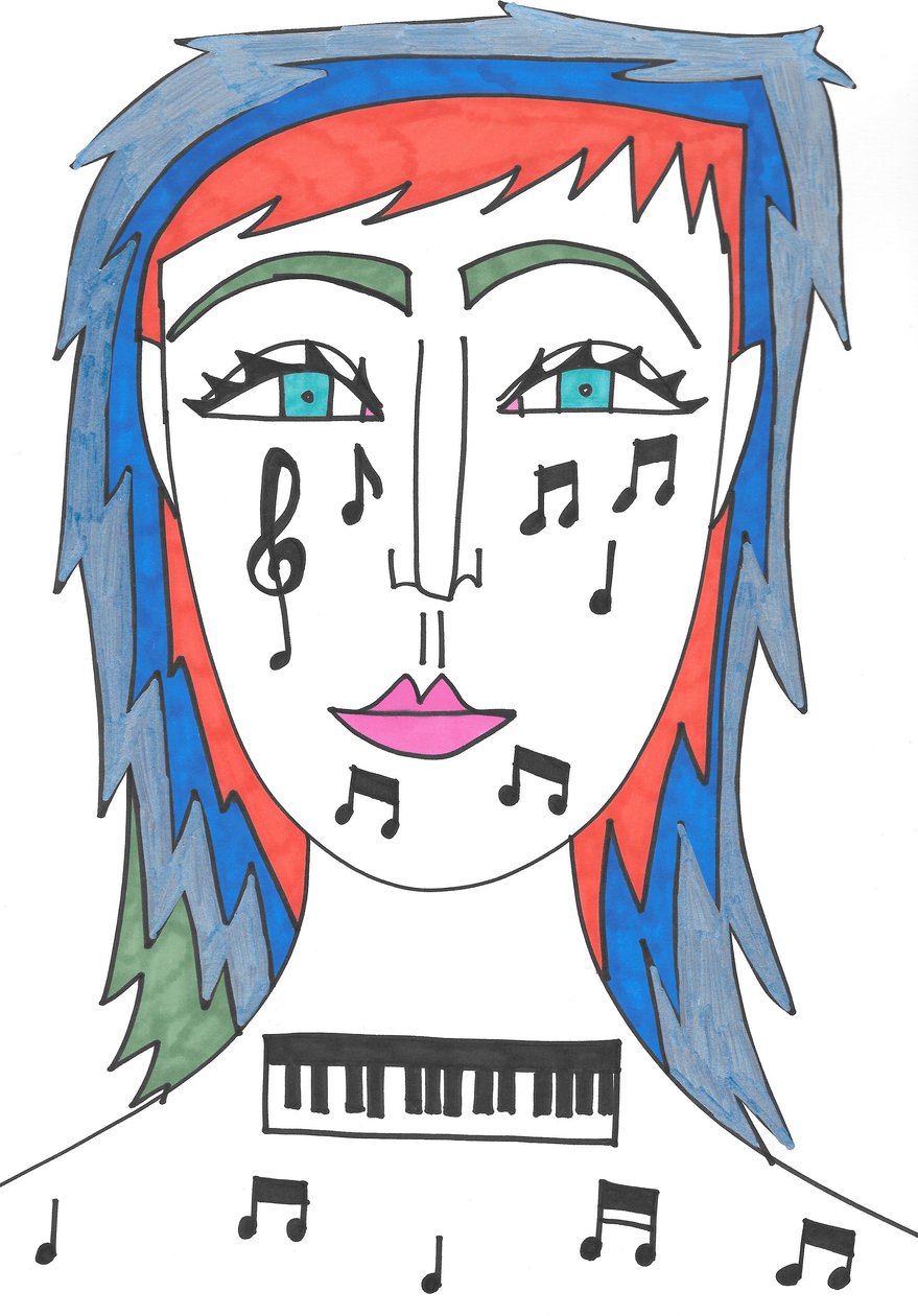 Musik (tuschpenna på papper) av Daisy de Villeneuve