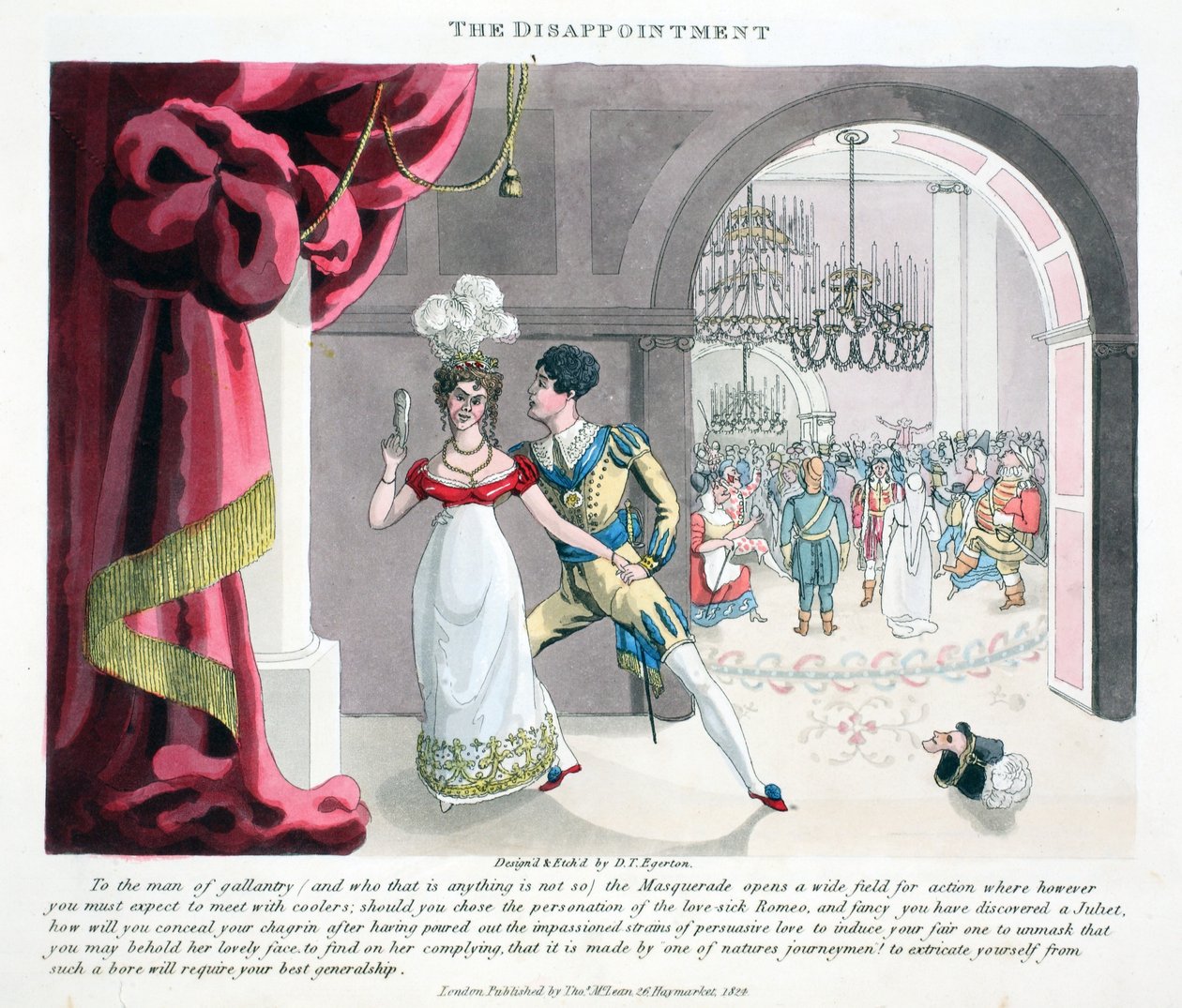 The Disappointment, illustration från "Fashionable Bores or Coolers in High Life" av Peter Quiz, pub. Thomas McLean, London 1824 (handkolorerad gravyr). av Daniel Thomas Egerton