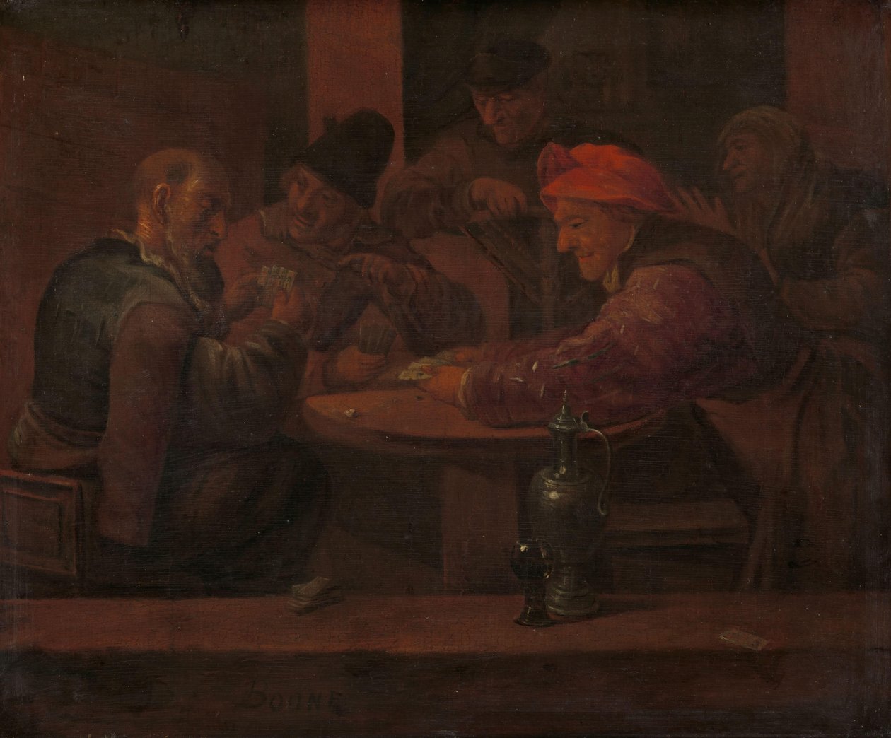 Män spelar kort i en krog av Daniel Boone