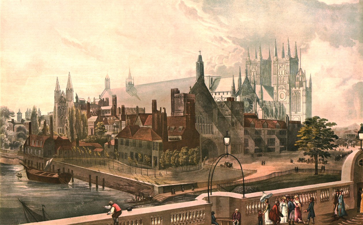 Westminster Hall and Abbey, c1819. Efter J.Gendall av Daniel Havell