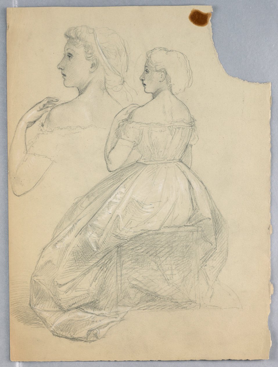 Teckning, studie till "Titian Showing", 1872 av Daniel Huntington