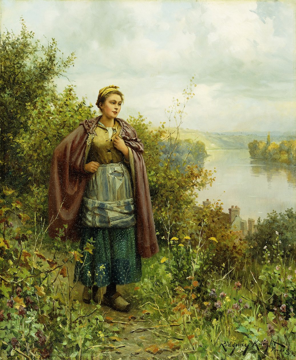 En höstpromenad, av Daniel Ridgway Knight