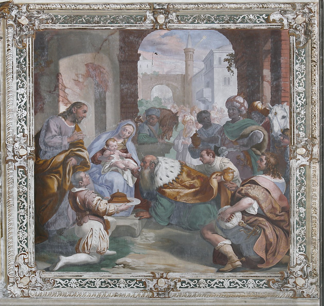 Tillbedjan av Magi (fresk) av Daniele Crespi
