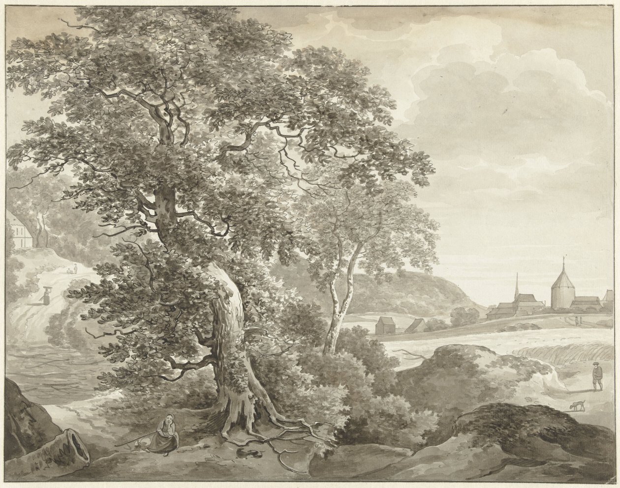 Landskap till Ruisdael av Daniël Dupré
