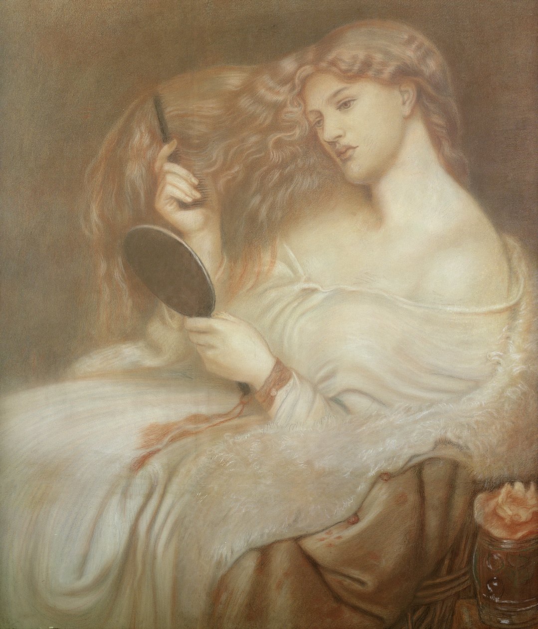 Lady Lilith, ca 1867-68 (röd och svart krita på papper) av Dante Gabriel Charles Rossetti