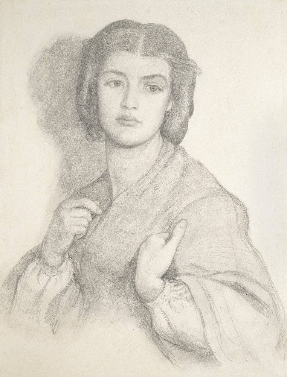 Porträtt av en kvinna (grafit på papper) av Dante Gabriel Charles Rossetti