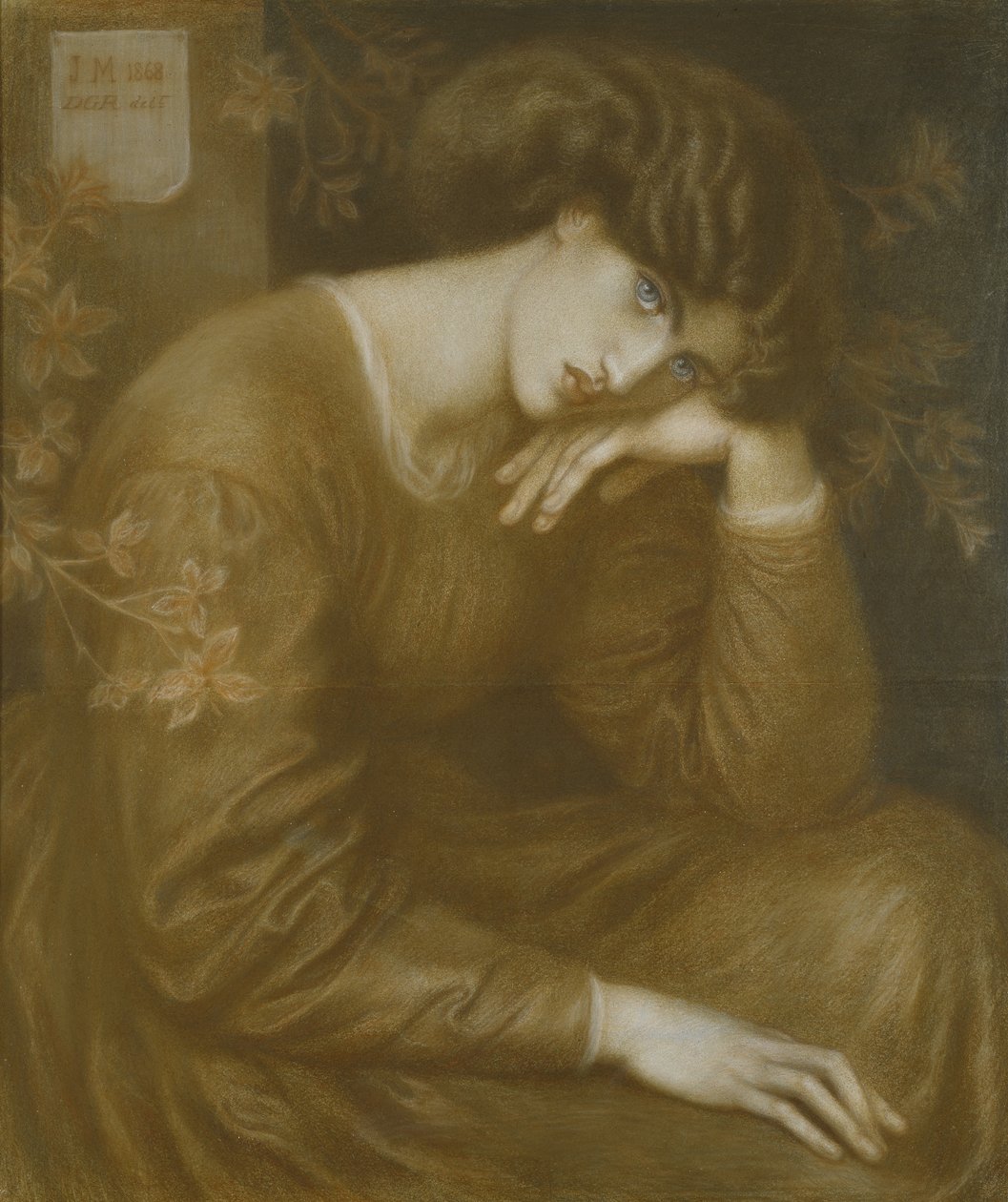 Reverie, 1868 (färgad krita på papper) av Dante Gabriel Charles Rossetti