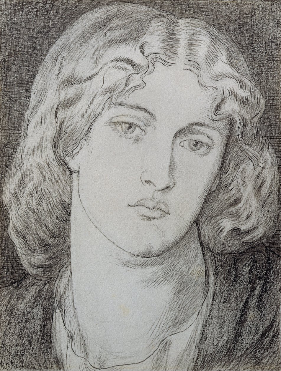 Fanny Cornforth (1824-1906) (penna och bläck och grå tvätt på papper) av Dante Gabriel Charles Rossetti