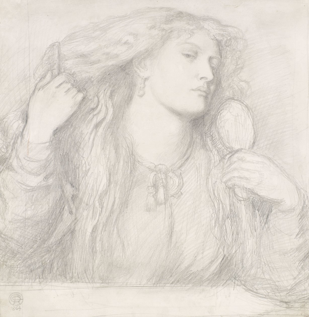 Kvinna som kammar håret, Fanny Cornforth av Dante Gabriel Charles Rossetti
