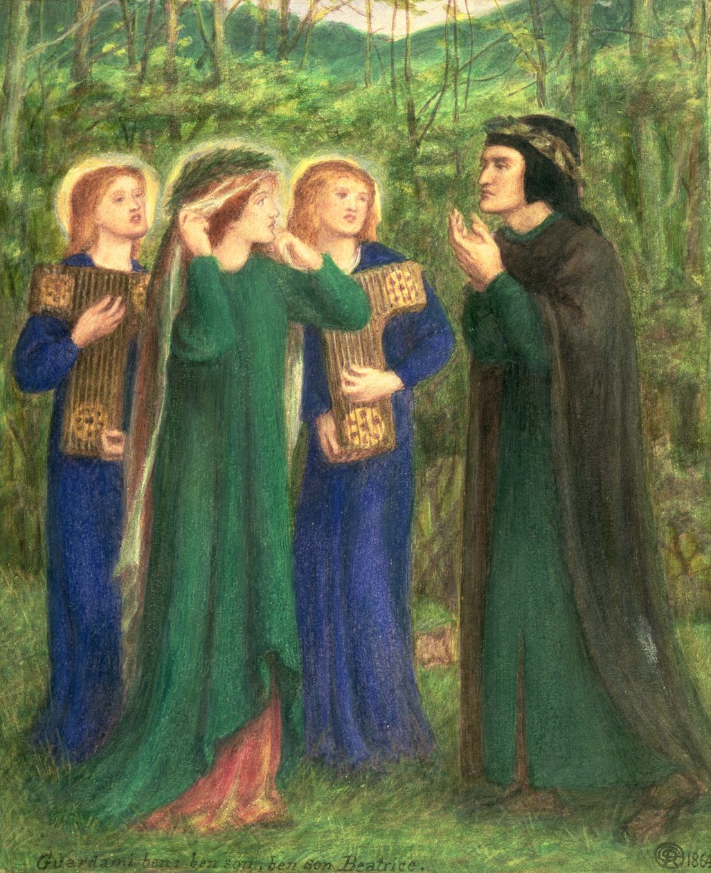 Dante möter Beatrice av Dante Gabriel Charles Rossetti