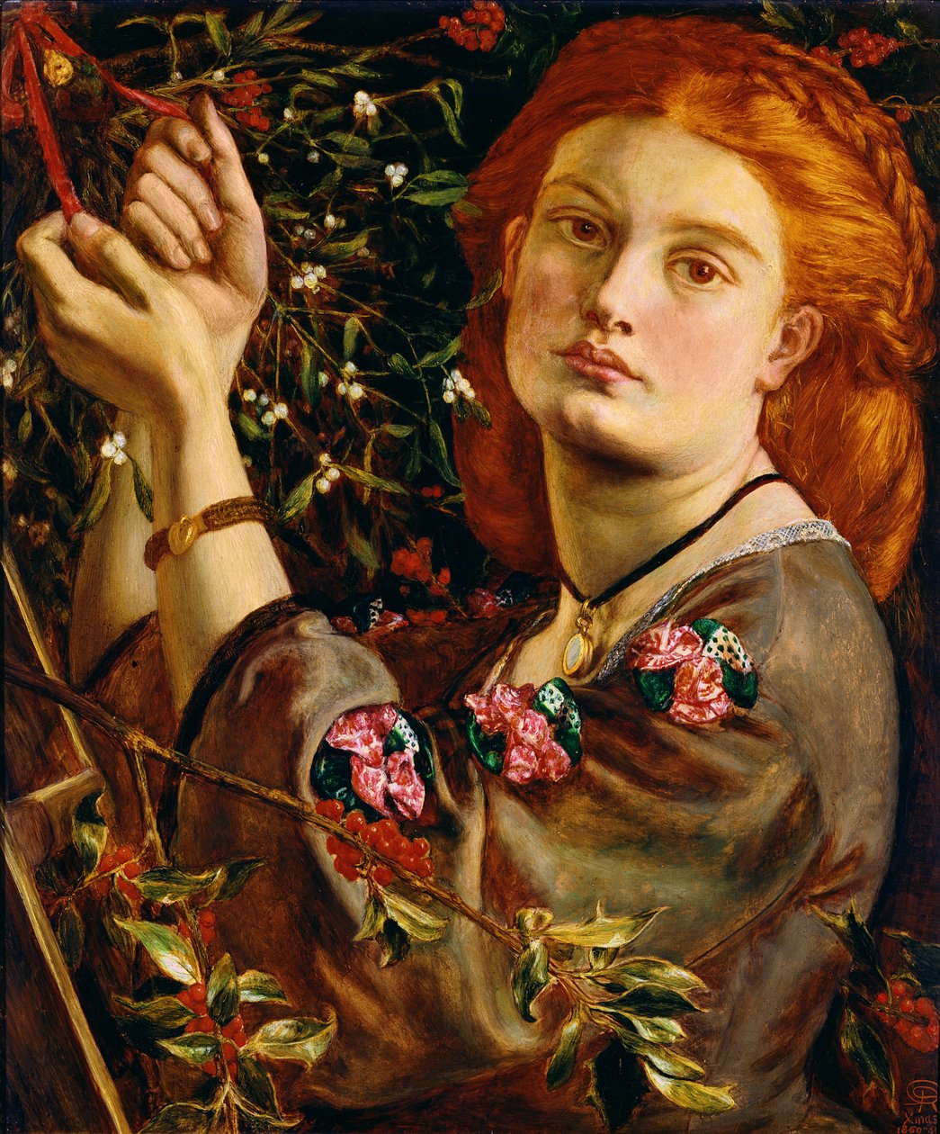 Hanging the Mistel, 1860 (panel) av Dante Gabriel Charles Rossetti