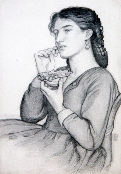Studie för "Sweet Tooth" av Dante Gabriel Charles Rossetti