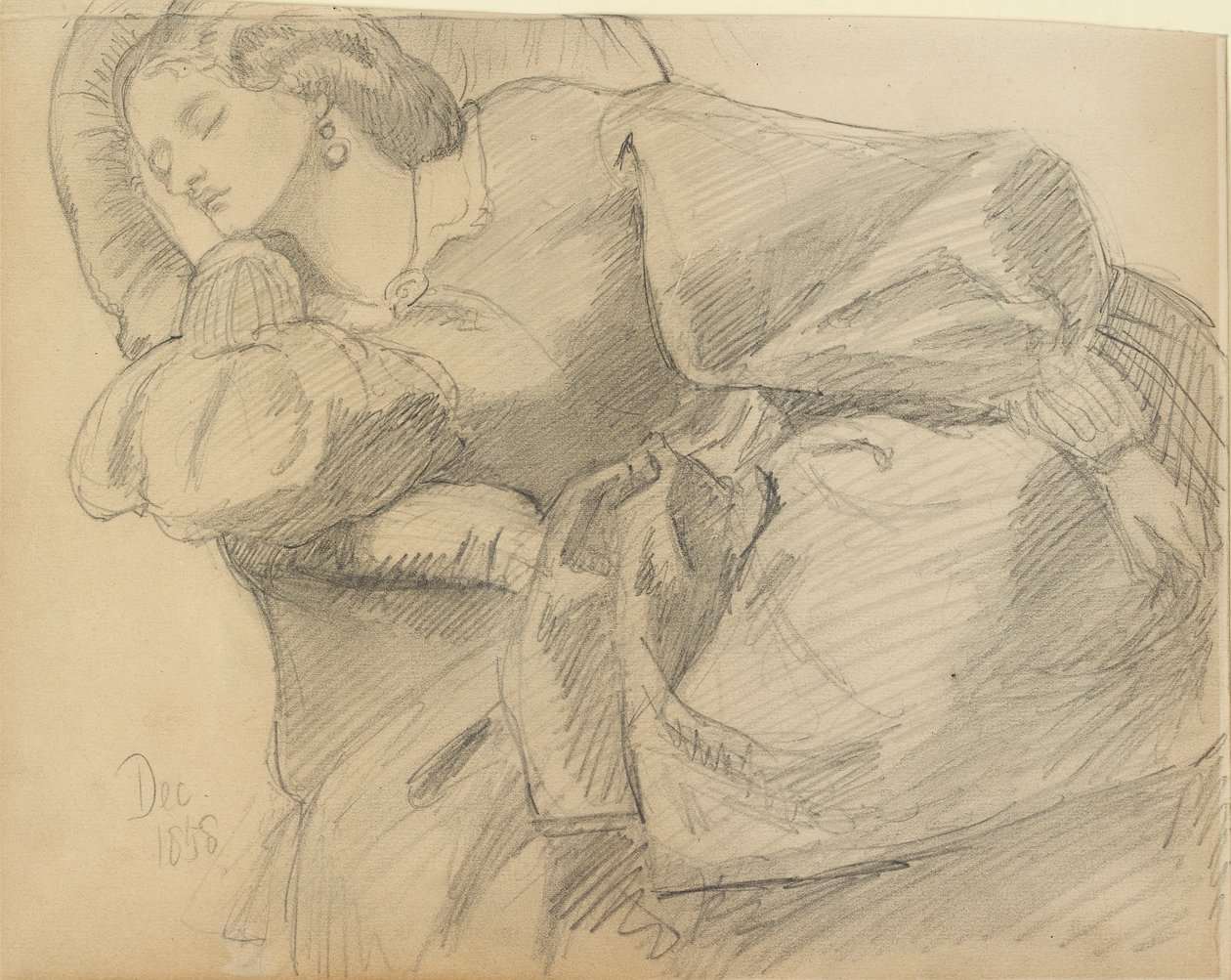 Ruth Herbert sov, 1858 av Dante Gabriel Rossetti