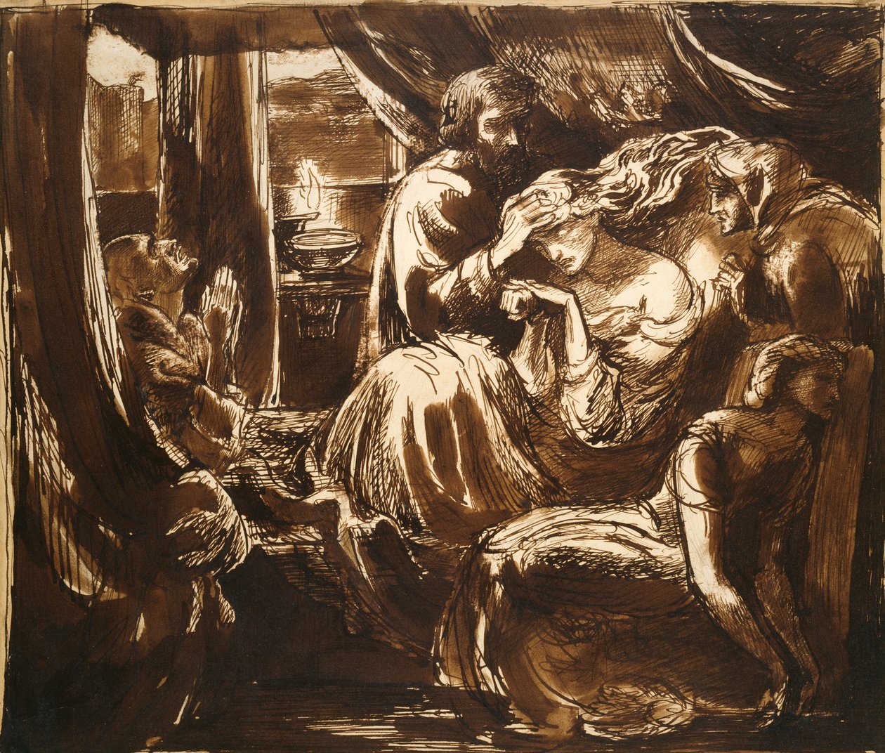 Lady Macbeths död, c1875 av Dante Gabriel Rossetti