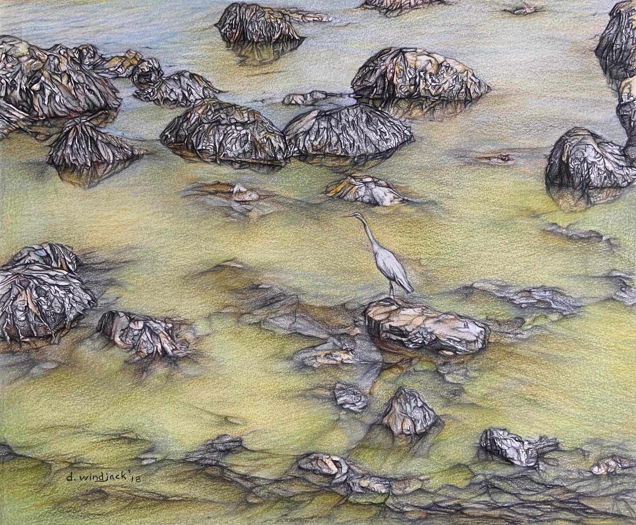 Landing Pad, 2018 (blyerts på papper) av Darrell Windjack