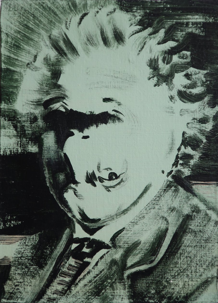Einstein, 2013 (akryl på kartong) av Darren Coffield