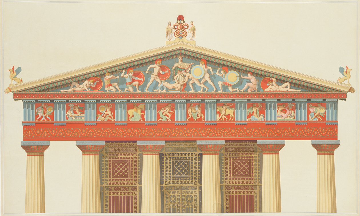 Fasad av Jupiters tempel i Aegina (323-27 f.Kr.) av Daumont
